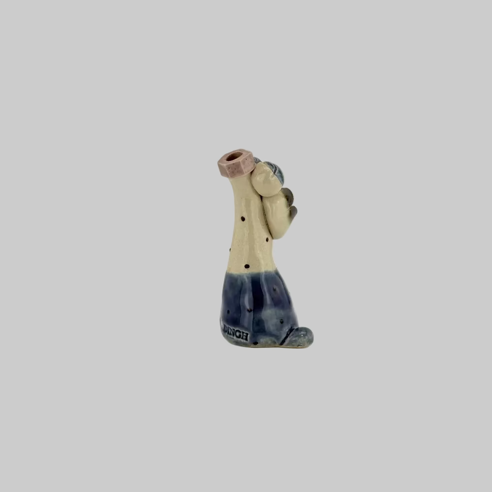 Keramik figur med prikker / Dekorativ kunstfigur i keramik / fugl med store øjne / Keramisk håndlavet figur