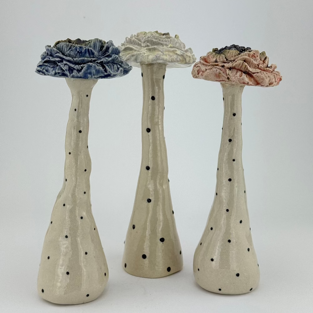 Keramik håndlavet - keramikblomst - blå - dansk design