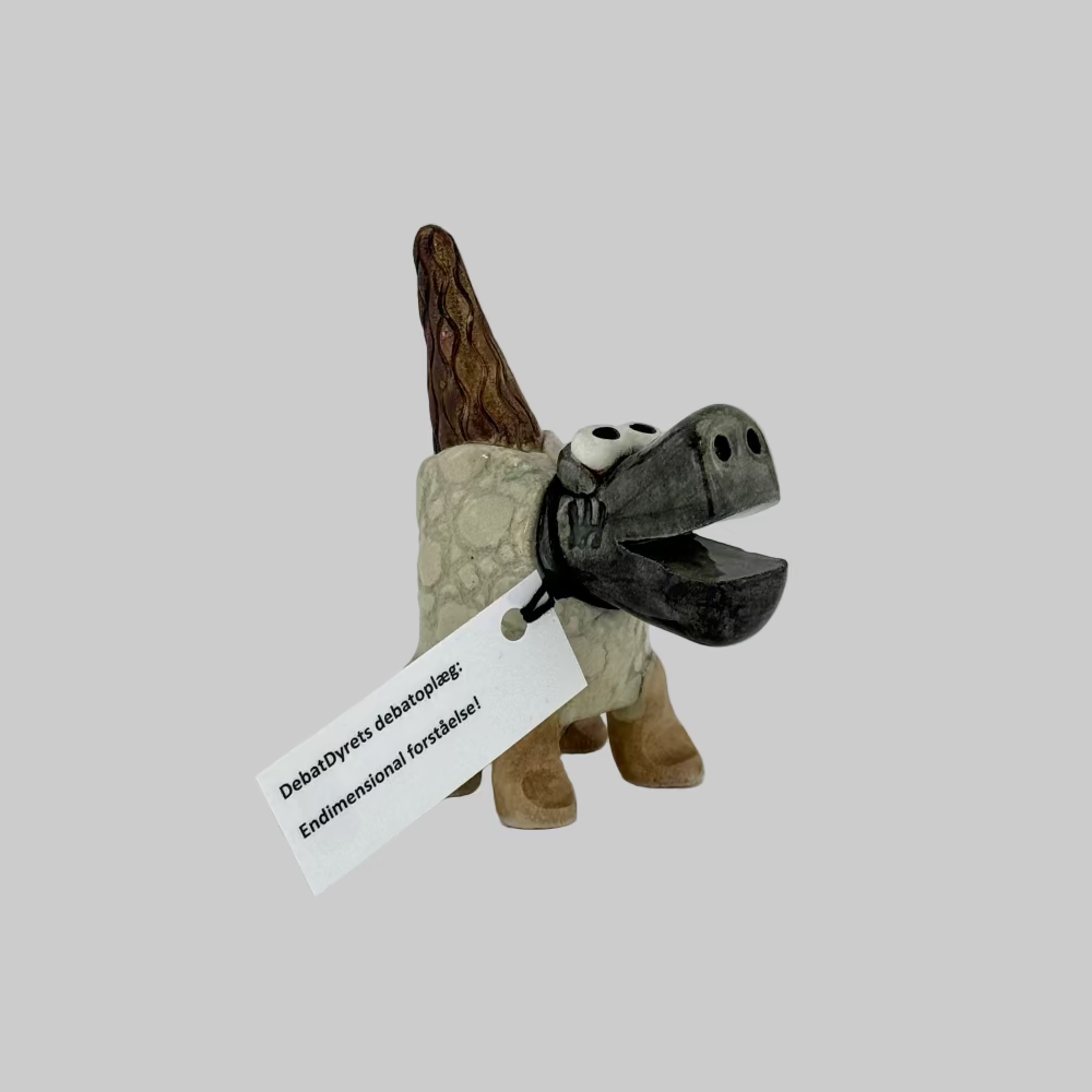 Håndlavet keramik debatdyr med stort gab og horn