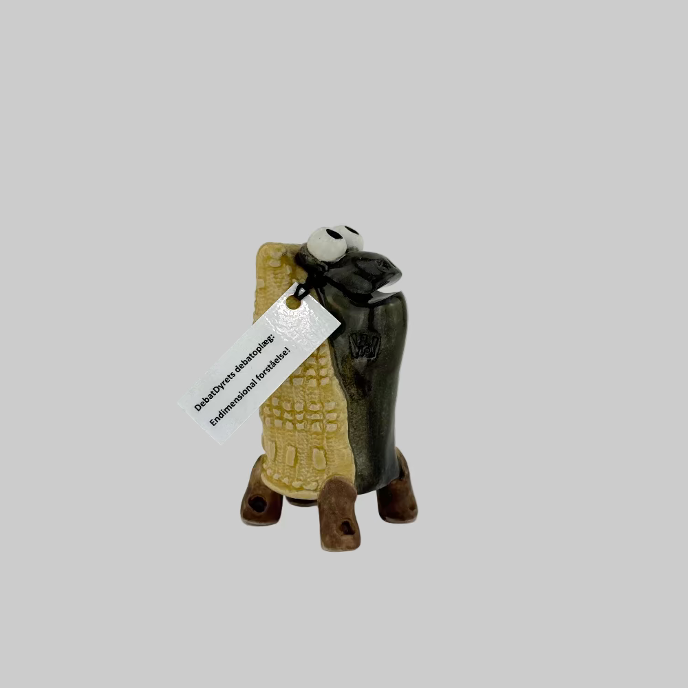 Håndlavet keramik debatdyr med store øjne og mønster