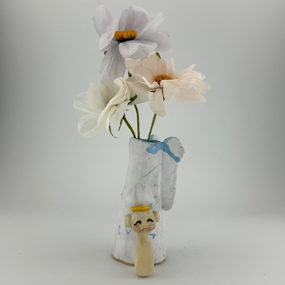 Vase med blomster - engel