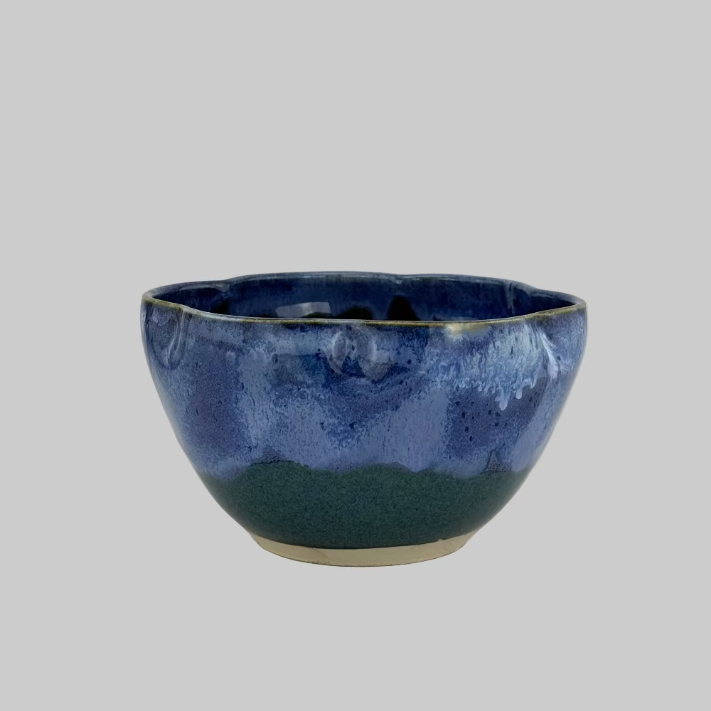 Skål / Blomst / Blå / Stor