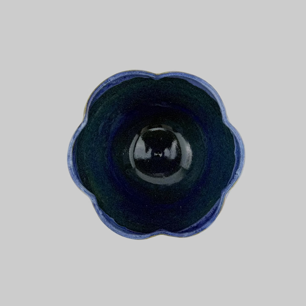 Skål / Blomst / Blå / Stor