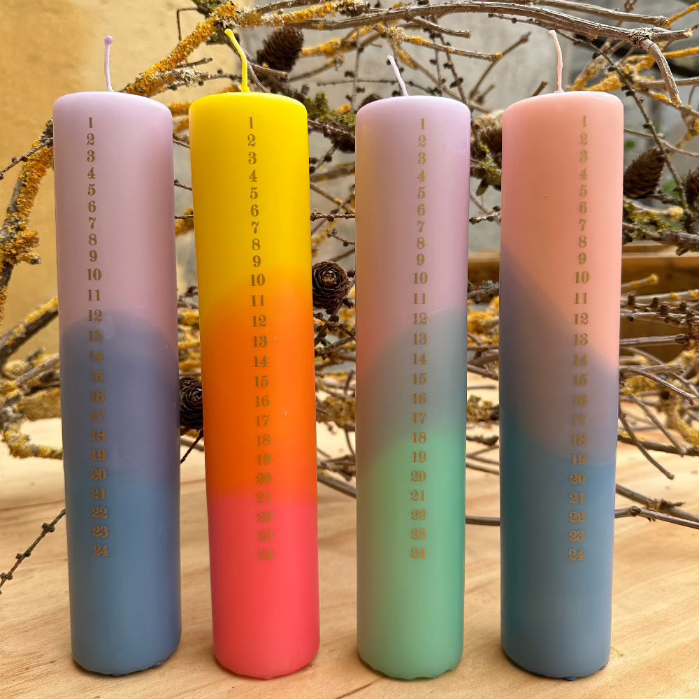 Kalenderlys / Pink 3 farvet