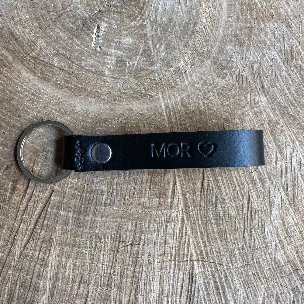 Nøglering / Mor med hjerte / Sort læder