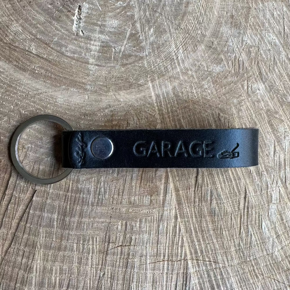 Nøglering / Garage / Sort læder