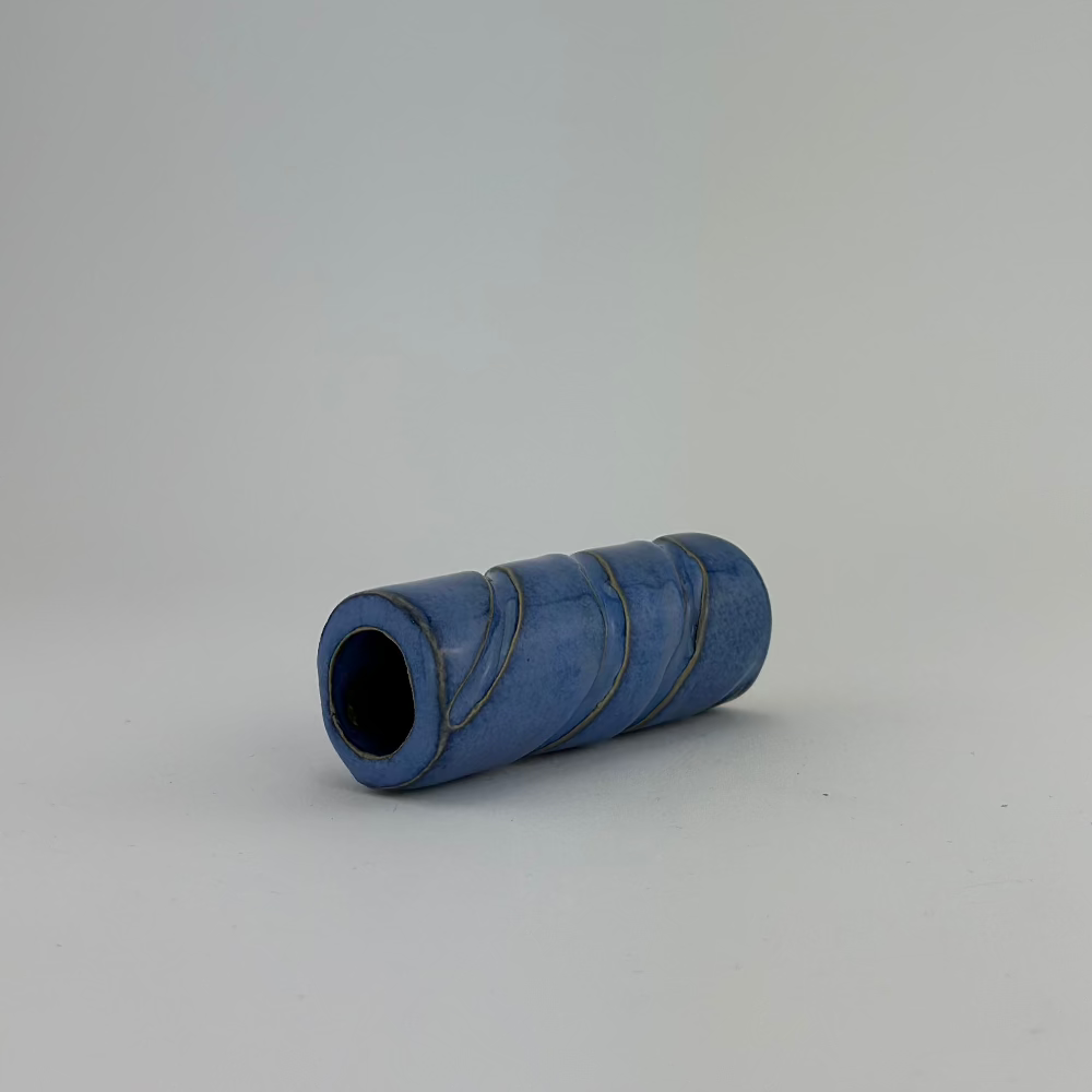 Keramik Lysestage / Vase / Blå / Mellem