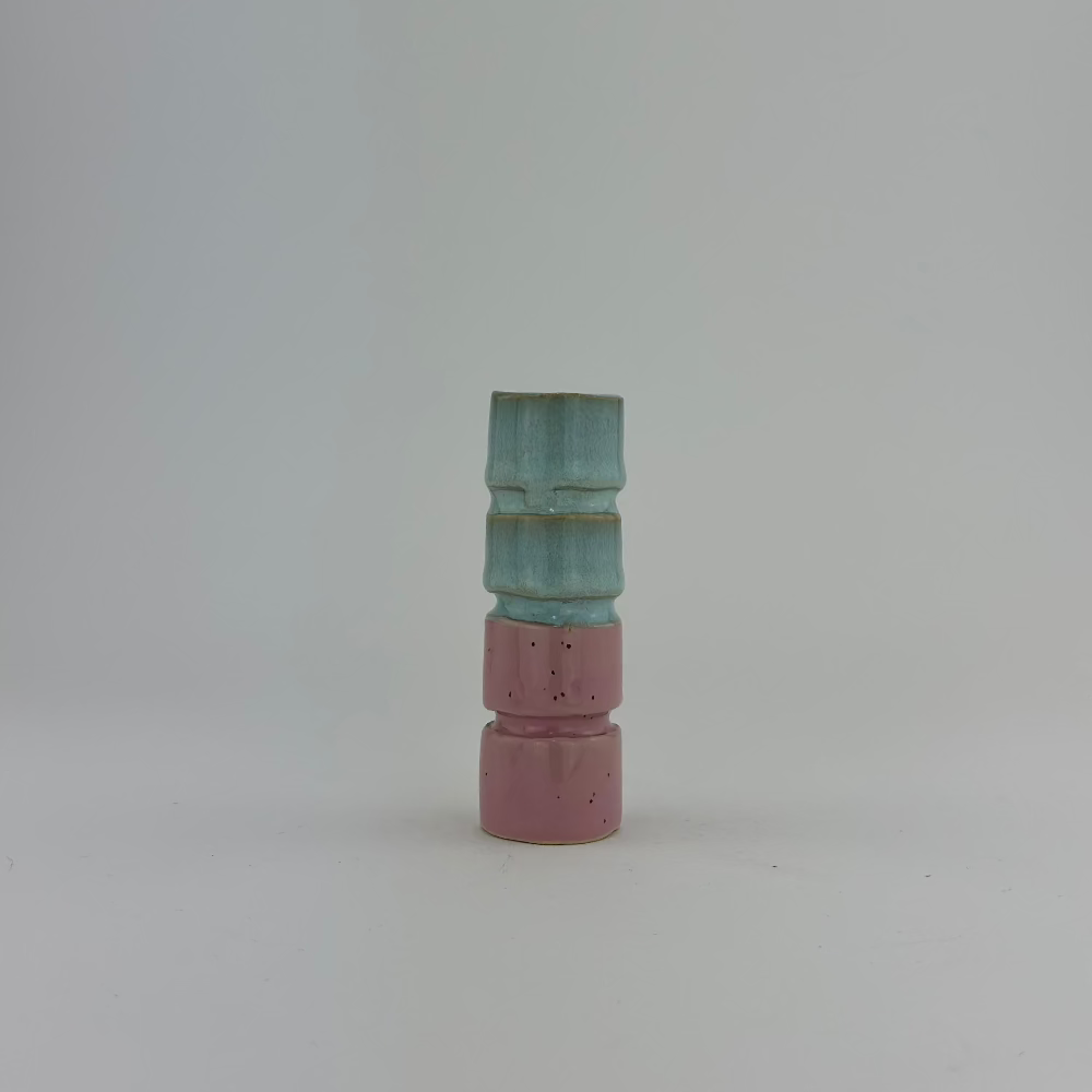 Lysestage / Vase / Lyseblå & Lyserød / Mellem