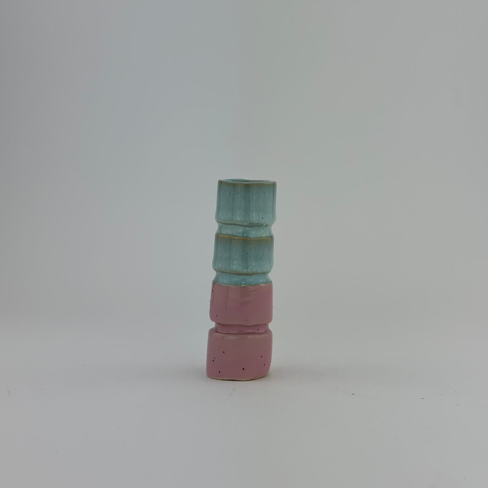 Lysestage / Vase / Lyseblå & Lyserød / Mellem