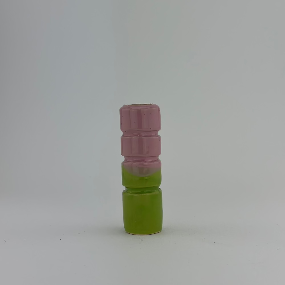 Lysestage / Vase / Lyserød & Lysegrøn / Mellem