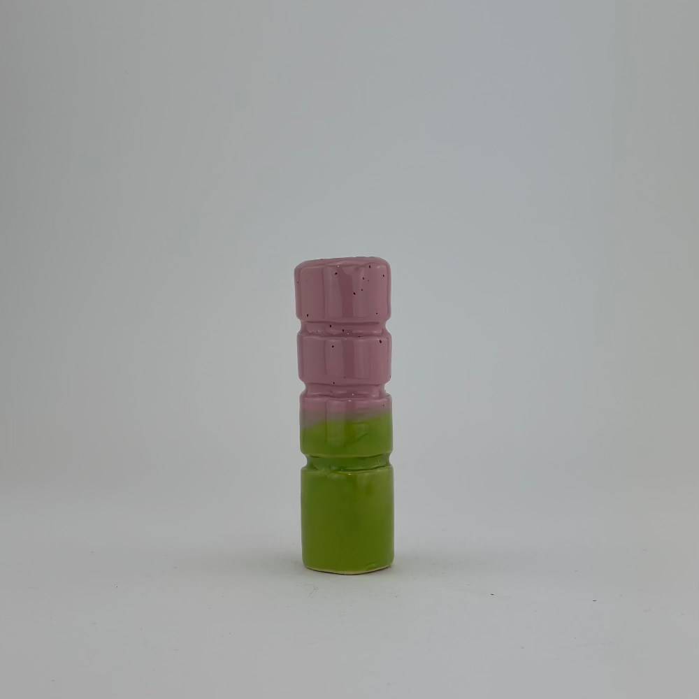 Lysestage / Vase / Lyserød & Lysegrøn / Mellem