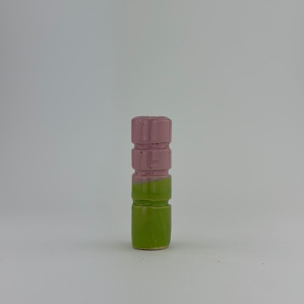 Lysestage / Vase / Lyserød & Lysegrøn / Mellem