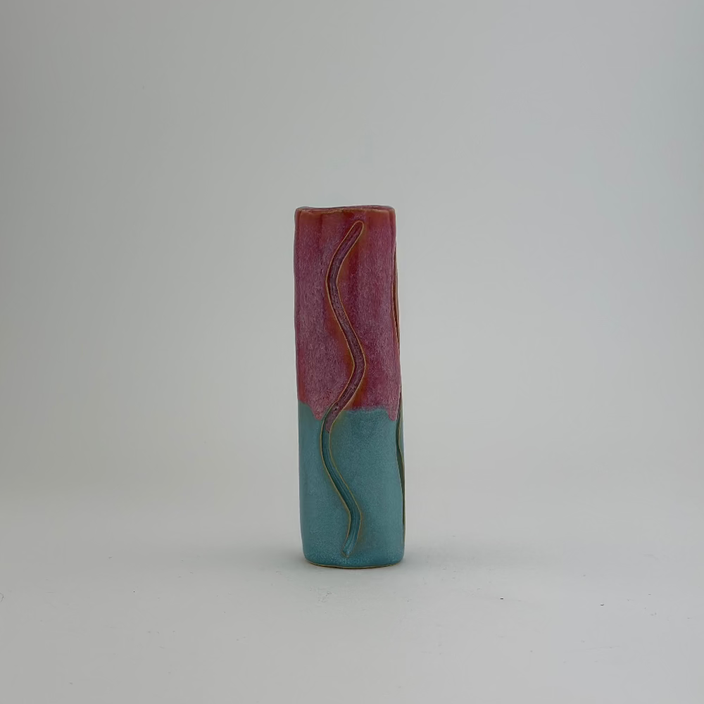 Lysestage / Vase / Rosa & Blå / Stor