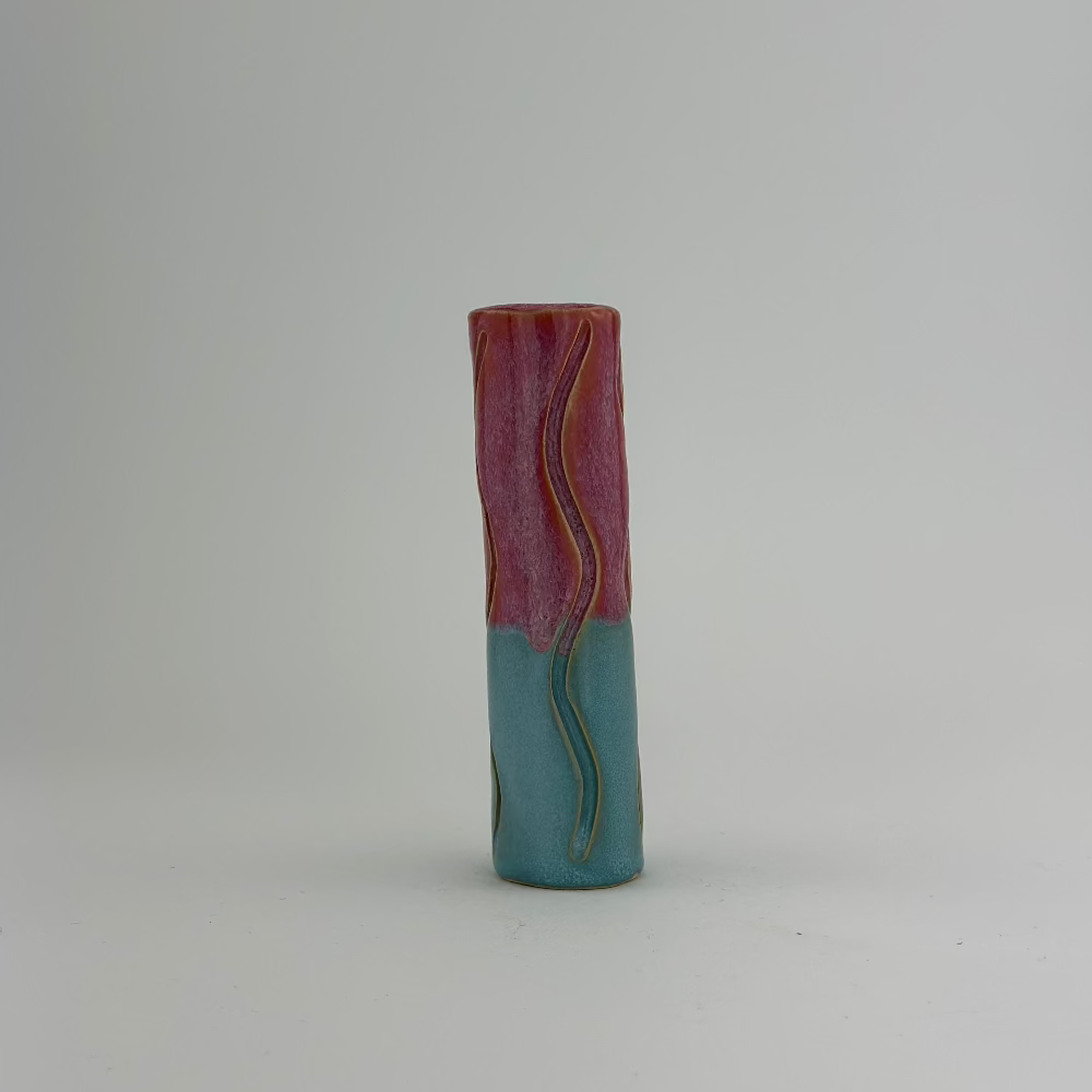 Lysestage / Vase / Rosa & Blå / Stor