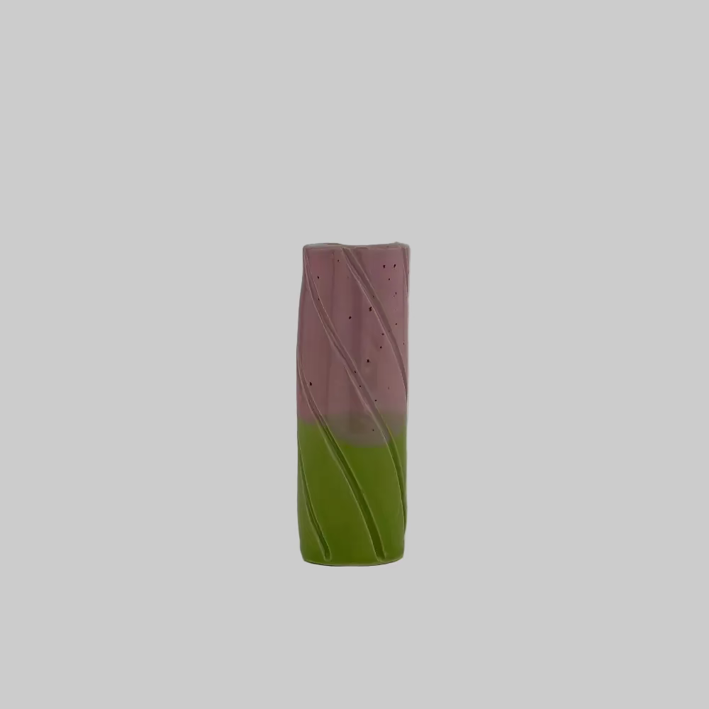 RG Ceramic / Keramisk Lysestage / Vase / Lyserød & Lysegrøn / Mellem.
Unik keramik dekoration til lys eller blomster.