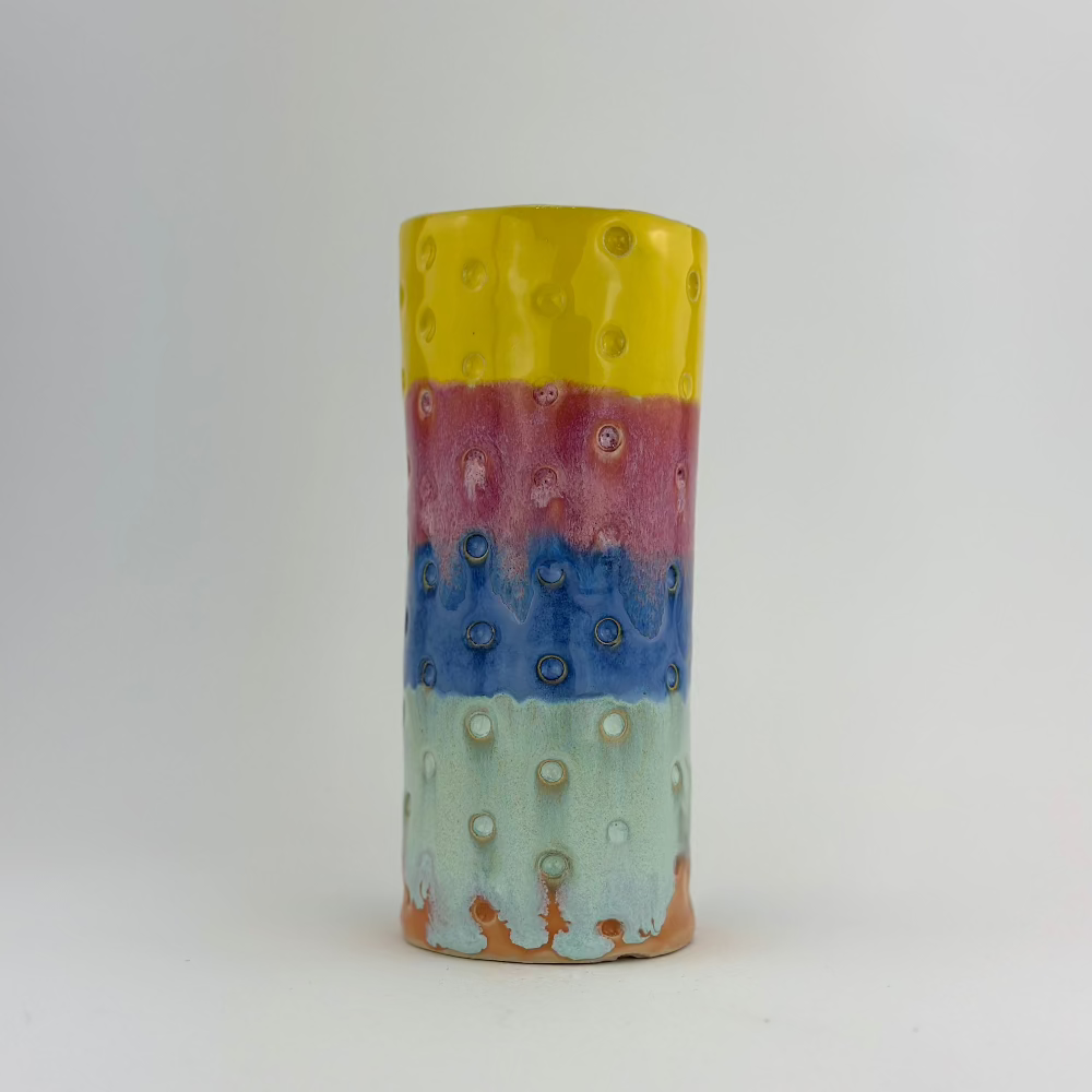 Keramisk Vase / Prikker / Farvemix