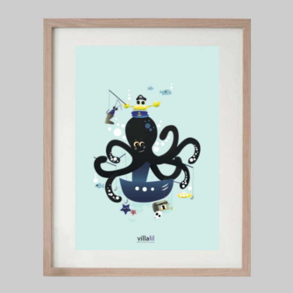 Villalil / Plakat & Kort / Fisketuren.
Fantasifuld havdyr plakat til børneværelse.