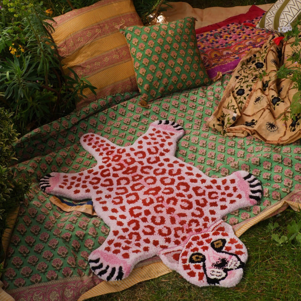 Pink Leopard tæppe