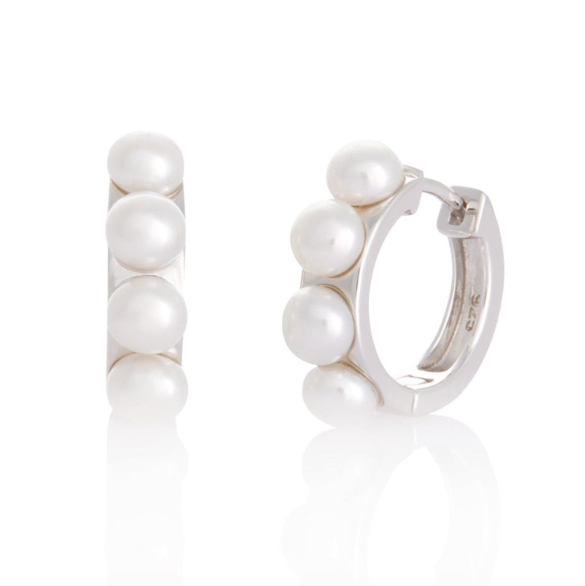 Øreringe / Pearl Hoops / Sterlingsølv