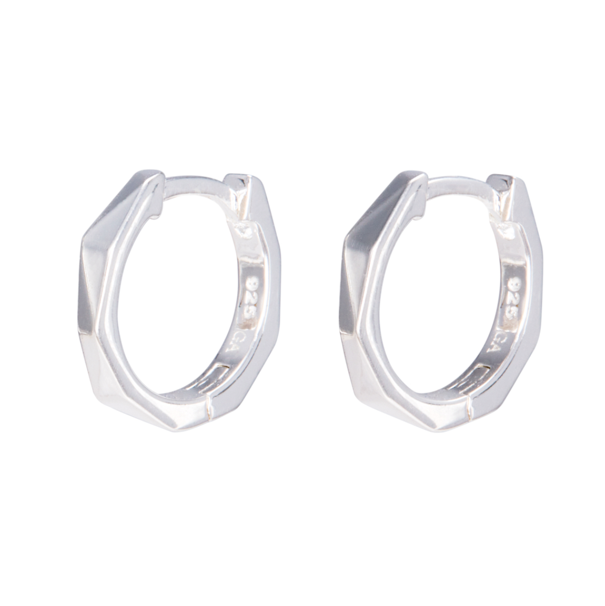Øreringe / Facet Hoops / Sterlingsølv