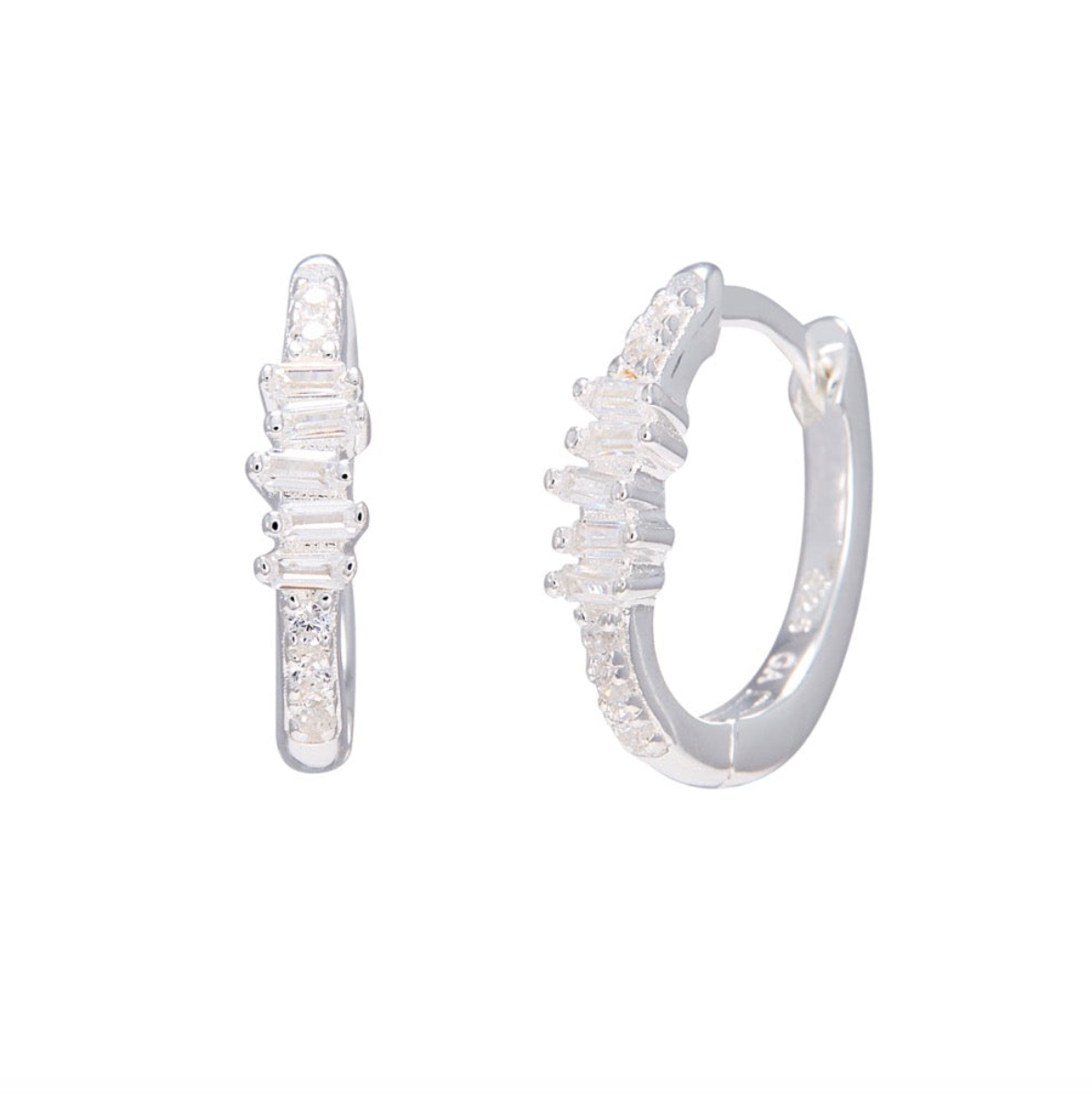 Øreringe / Crystal hoops / Clear / Sterlingsølv