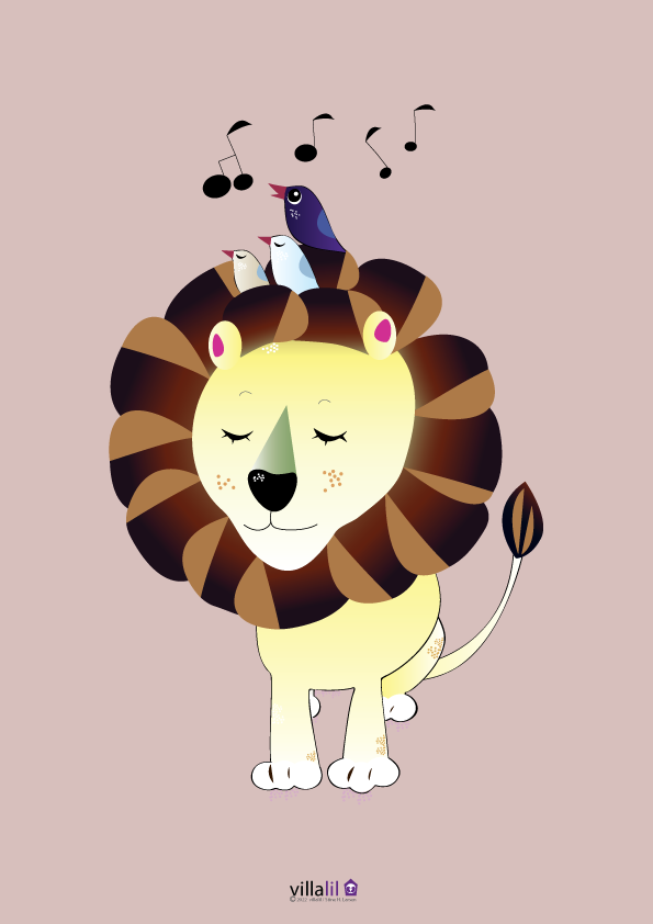 Plakat & Kort / Hjertevarm løve