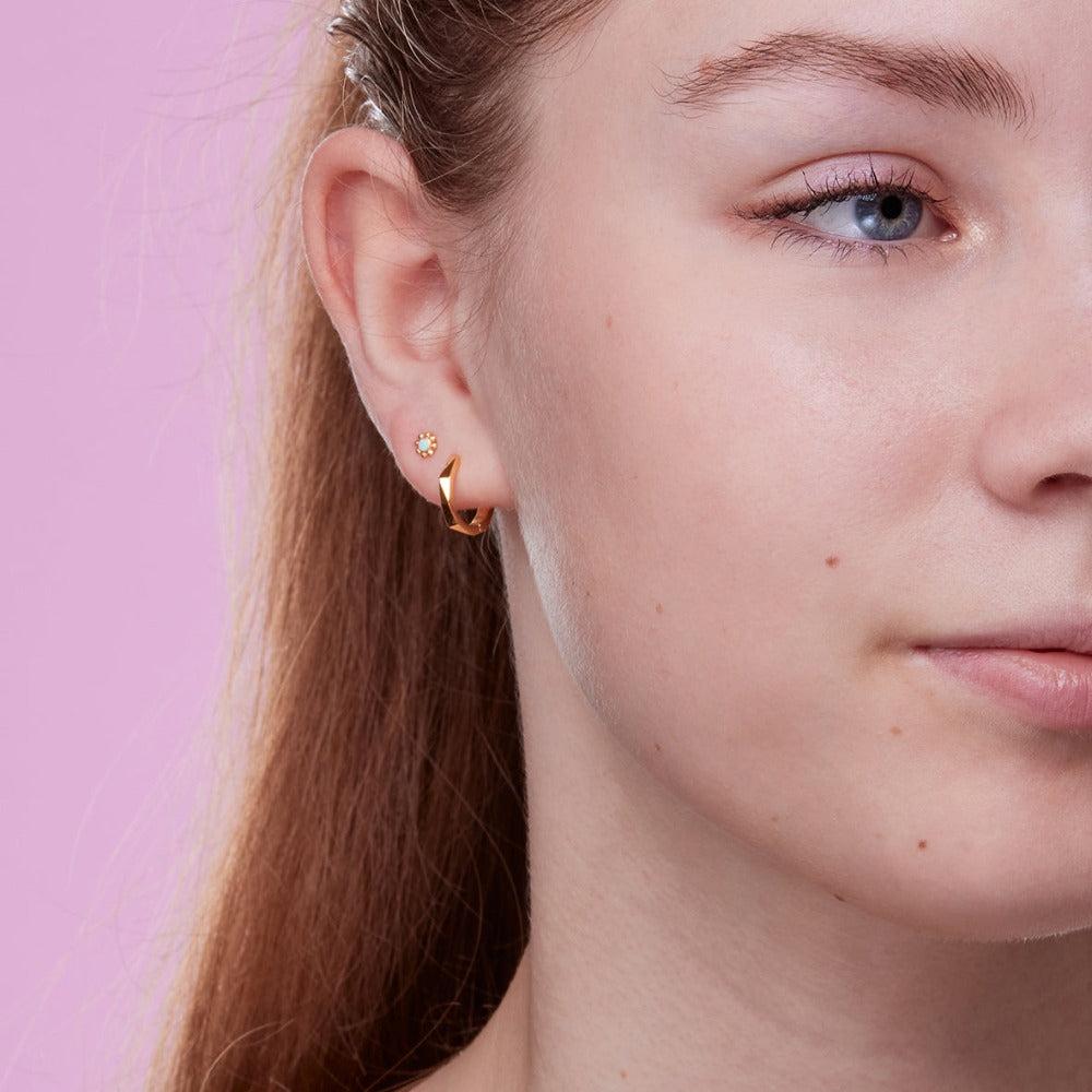 Øreringe / Facet Hoop / Forgyldt