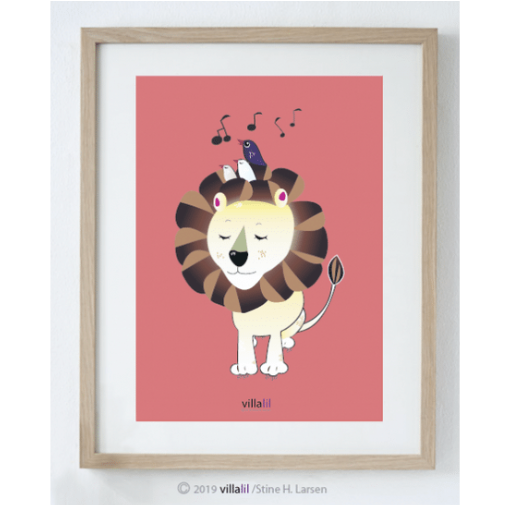 Villalil plakat - Hjertevarm løve