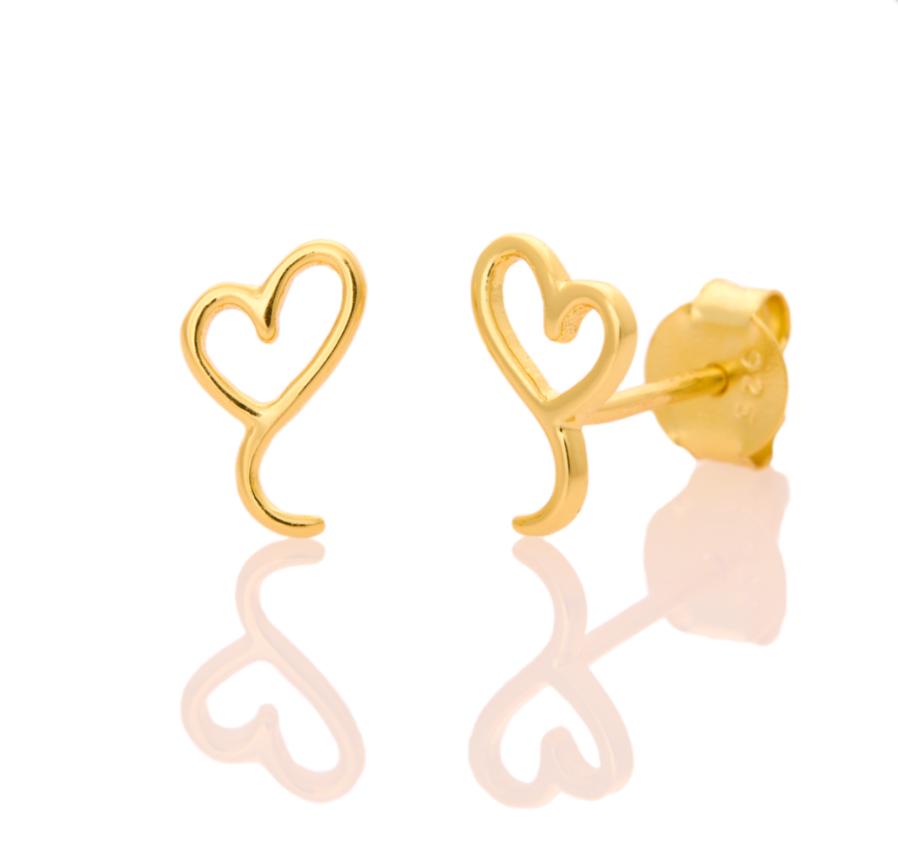 Øreringe / Hjerteballon ørestikker / Forgyldt