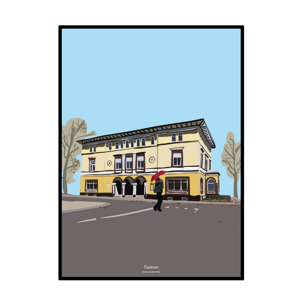 Plakat / Bastionen i Nyborg / Nyborg Grafik & Web.
Plakat af Bastionen i Nyborg i grafisk stil.
Nyborg byplakat med ikonisk bygning.