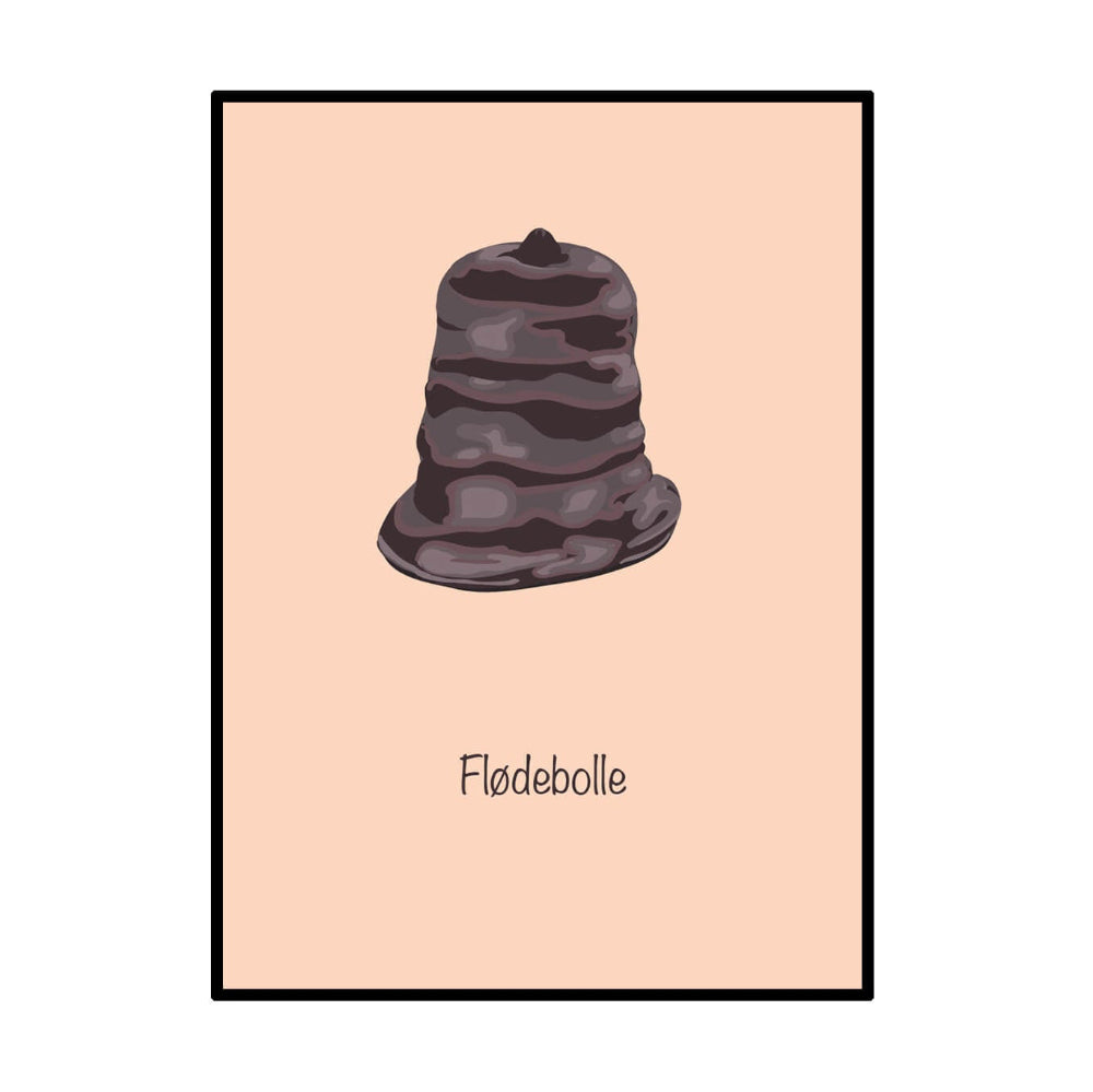 Plakat / Flødebolle / Nyborg Grafik & Web.
Plakat med flødebolle i grafisk illustration.
Dansk dessert plakat med chokolade flødebolle.