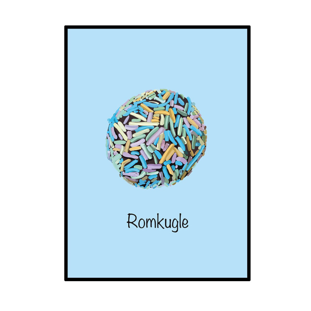 Plakat / Romkugle / Nyborg Grafik & Web.
Plakat med romkugle og farverigt krymmel.
Grafisk plakat med klassisk romkugle.