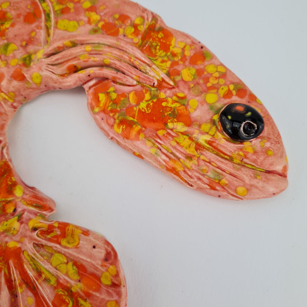 Keramisk fiske ophæng - Pinkr/orange reje 
