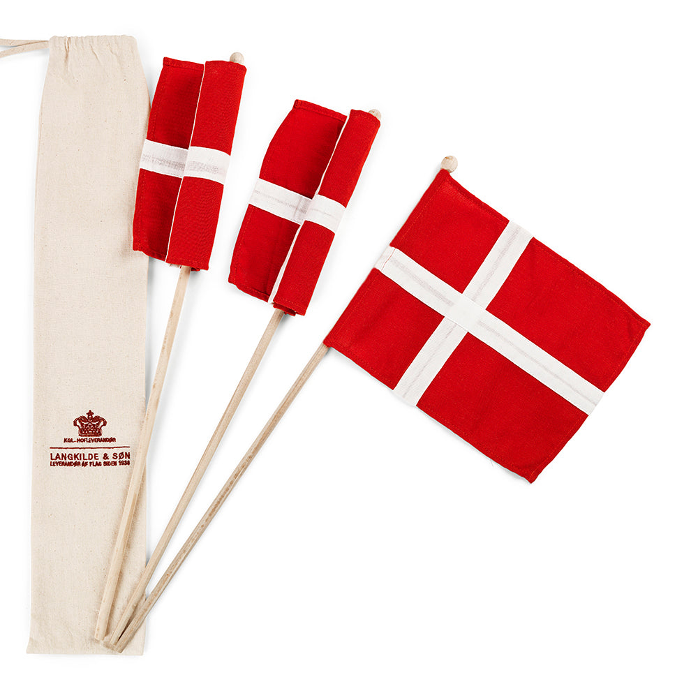 Hurraflag / Stofflag på pind / Dannebrog