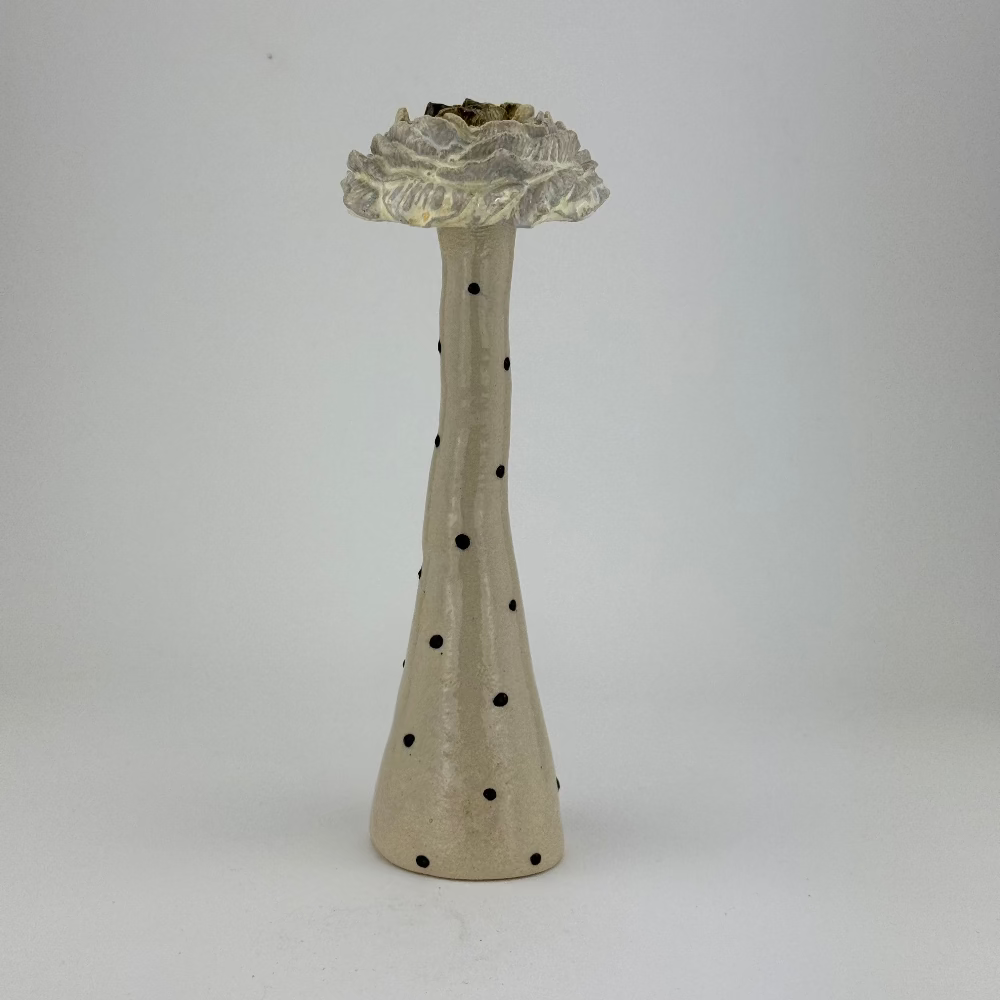 keramik blomst - hvid - høj keramik skulptur