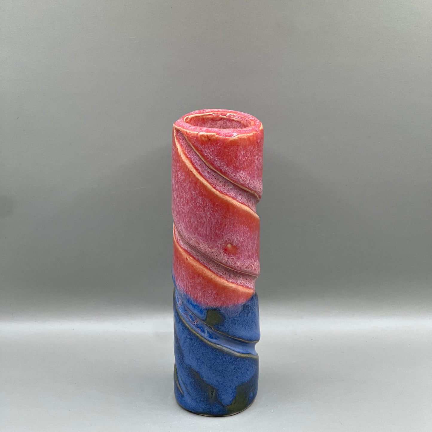 Lysestage / Vase / Rød og blå