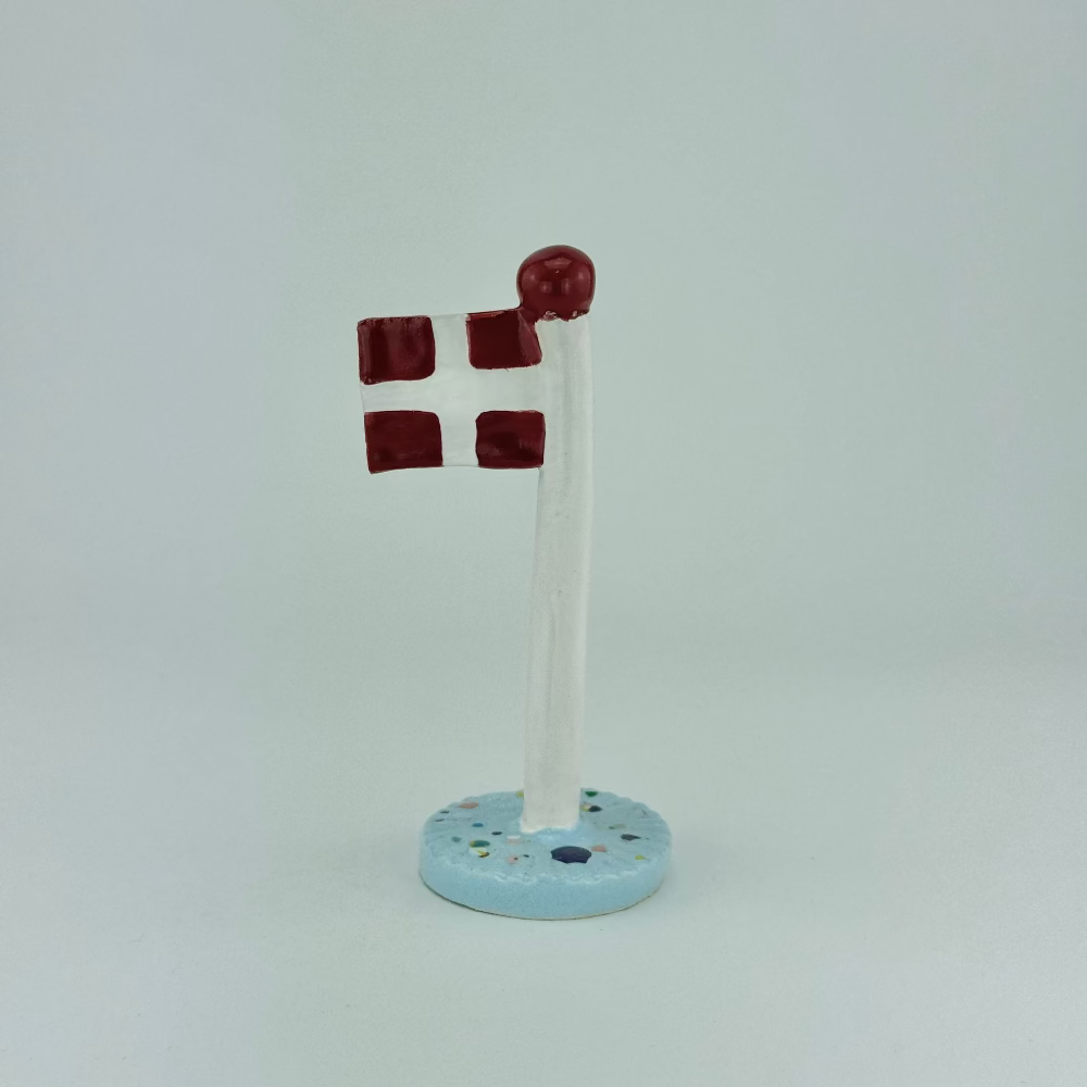 flag keramikflag pynt farver blå mix prikker håndlavet
