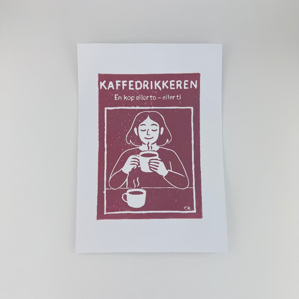 Linoleumstryk - kaffe 