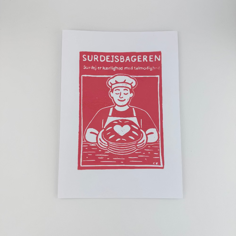 Linoleumstryk med citat 