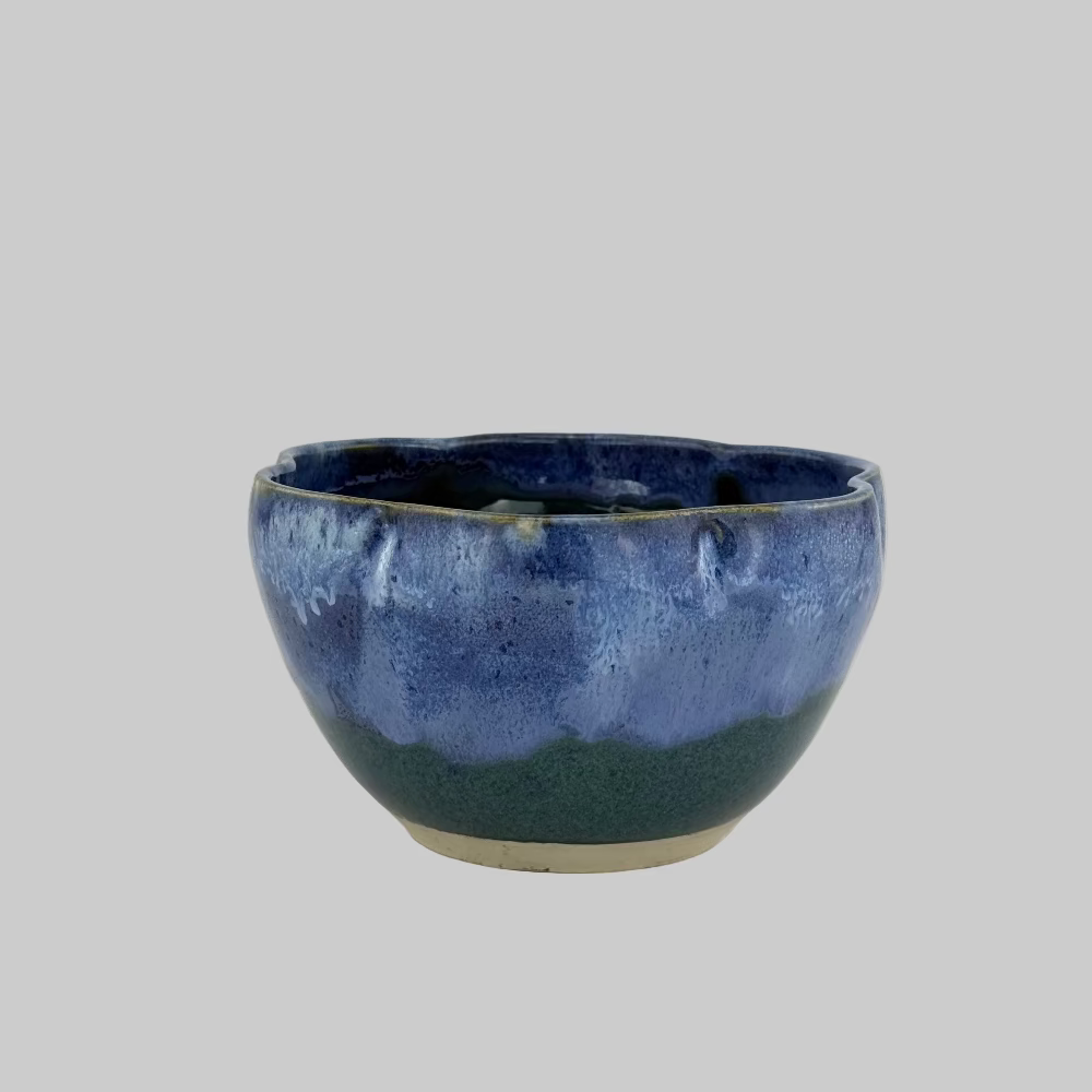 Skål / Blomst / Blå / Stor