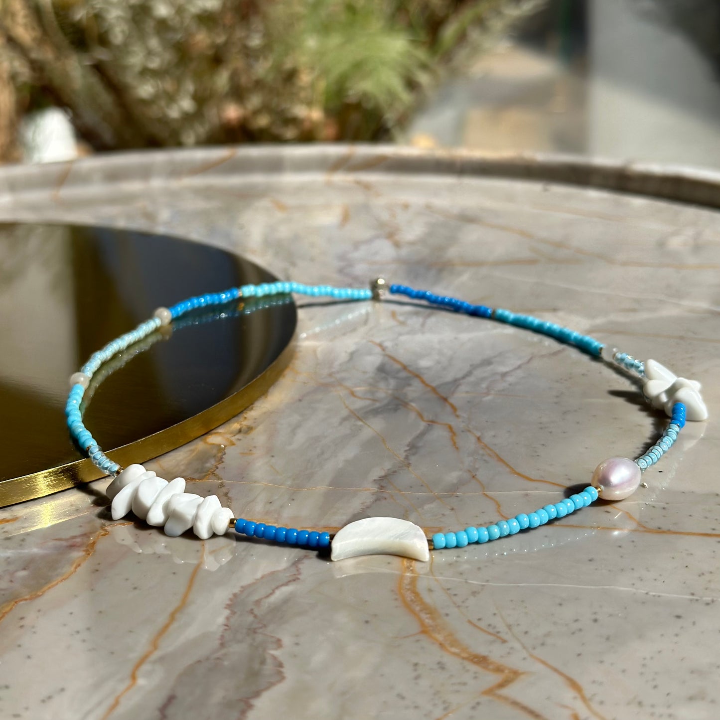 Perle halskæde / Blå