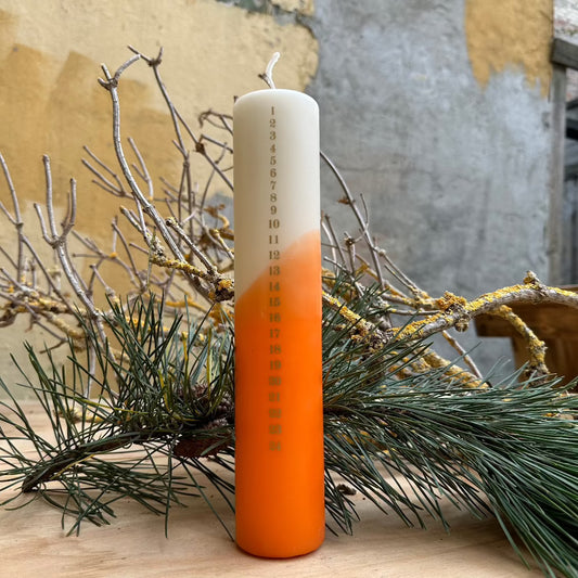 Kalenderlys / Orange 2 farvet