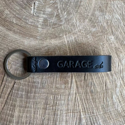 Nøglering / Garage / Sort læder