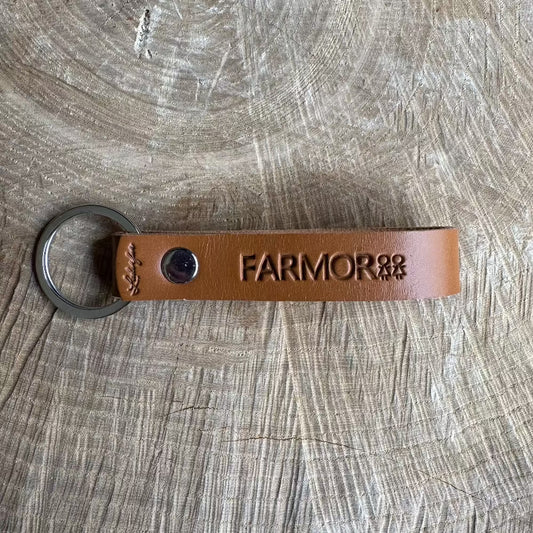 Nøglering / Farmor med figur / Brun læder