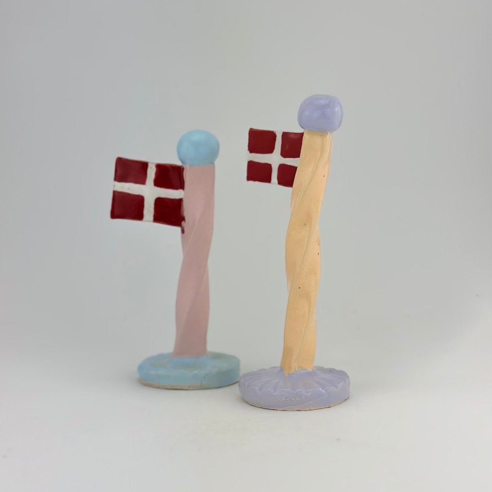 Bordflag / Keramik / Blå & Lyserød