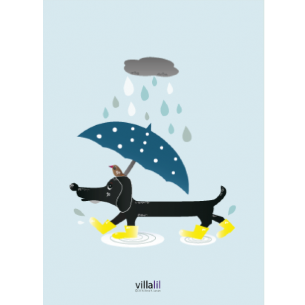 Villalil / Plakat & Kort / Gravhund.
Gravhund plakat og kort  til børneværelse fra Villalil.