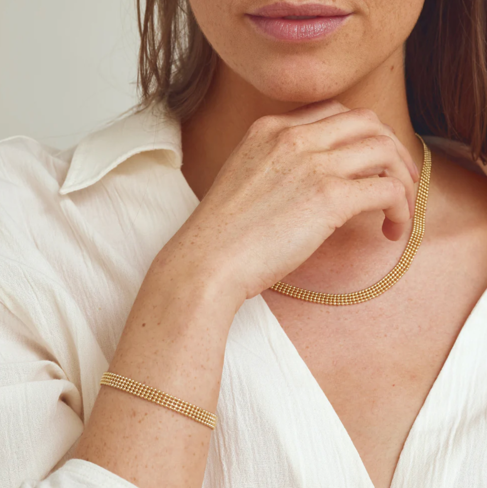 Smykkesæt / Halskæde + Armbånd / Eden / Forgyldt.