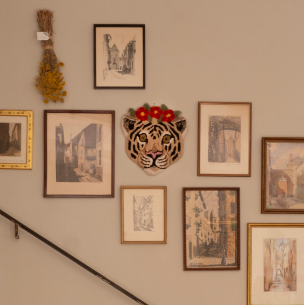 Hovedtæppe / Tiger / Blomster