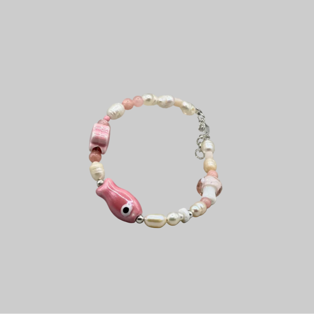 Armbånd / Perler / Rosa fisk
