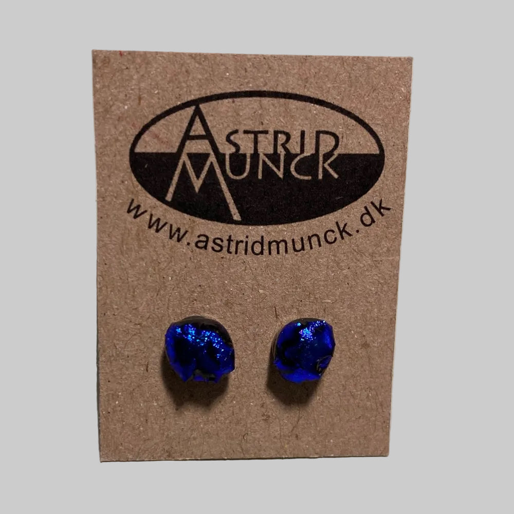 Astrid Munck / Ørestikker / Glas / Koboltblå